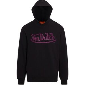 Von Dutch Black Hoodie with purple rhinestones